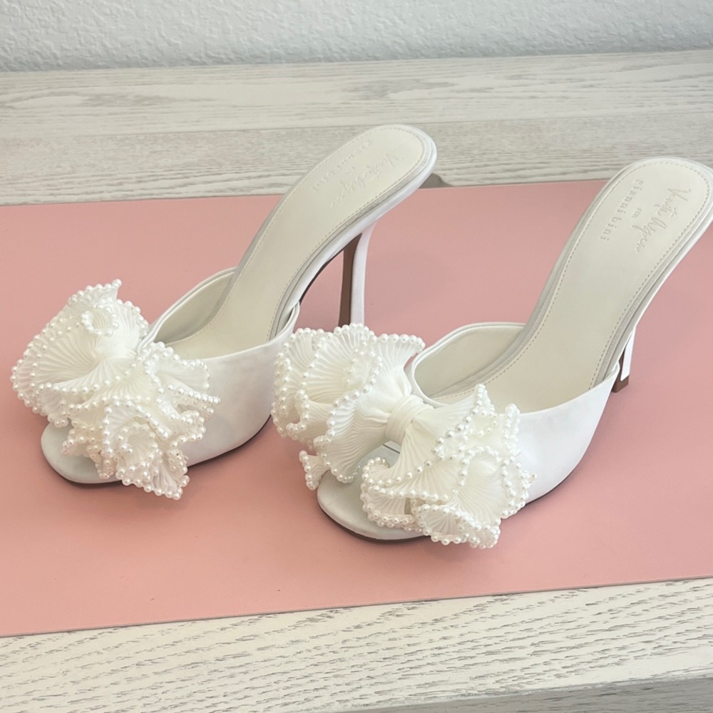 Gianni Bini White Beaded Heels